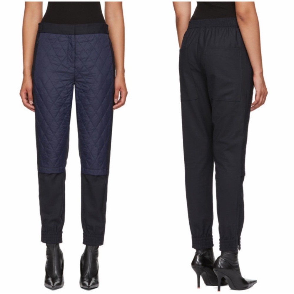 Tibi Navy and Black Quilted Combo Trousers Size 4 NWT